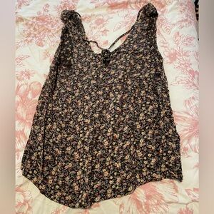 American Eagle Outfitters Black Floral Tank Top